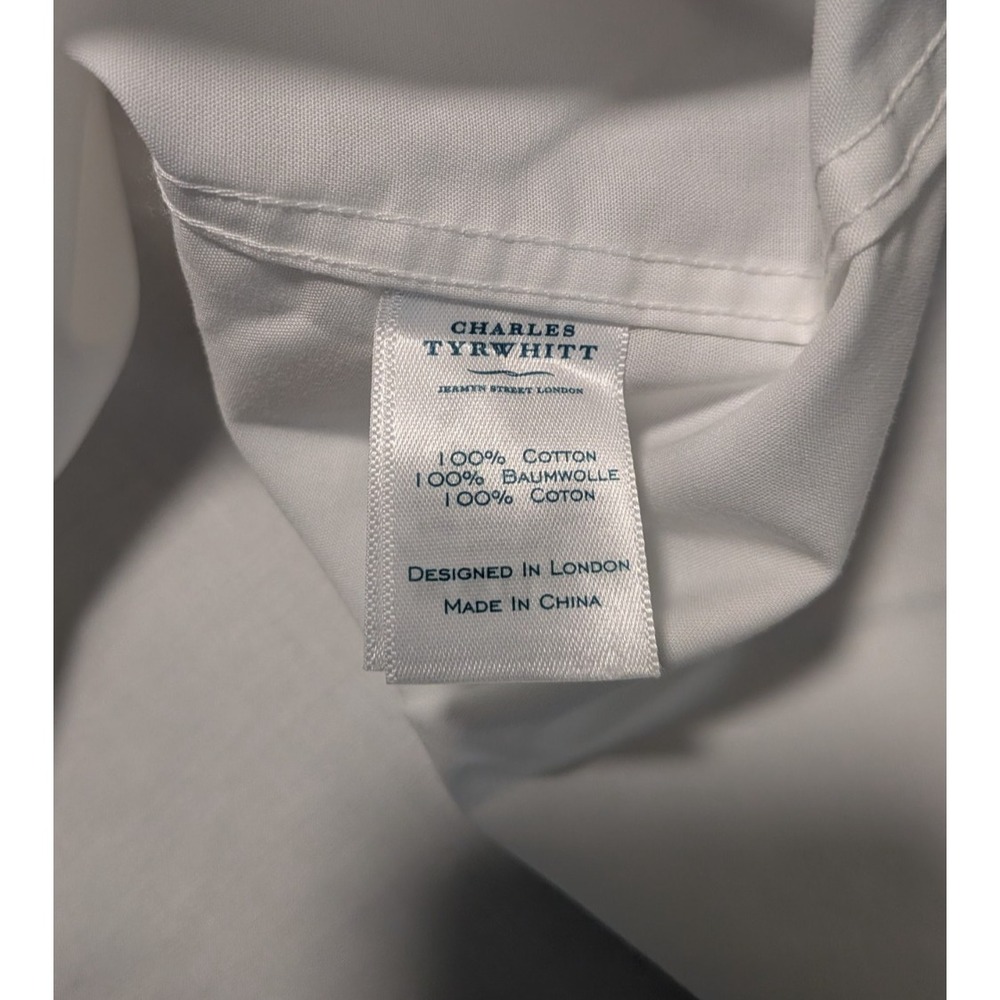 NWT Charles Tyrwhitt Men's White Non‎ Iron Stretch Poplin Slim Fit Shirt Size XL - Picture 5 of 9